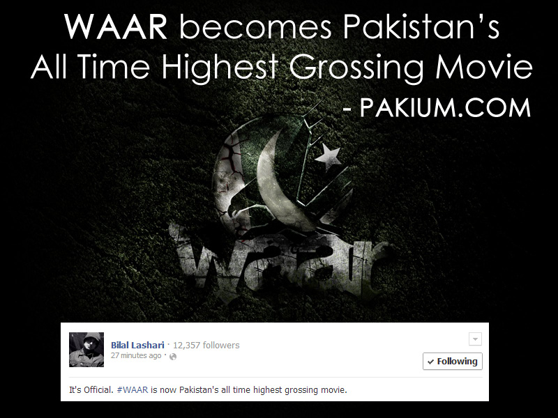 Waar Pakistan All time highest grossing movie